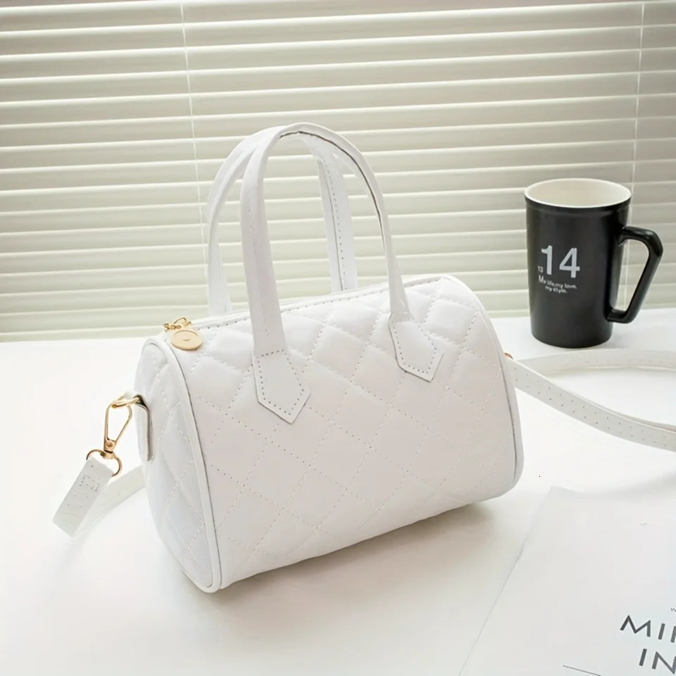 Ship from US Argyle Embroidery Boston Bag Fashion Double Handle Satchel Purse Mini Crossbody For Women 250227FBB