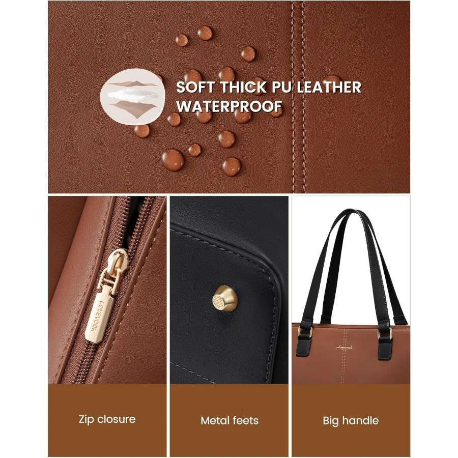 Ship from US LOVEVOOK Laptop Tote Bag for Women 156 Inch Work Leather Purse with Clutch Large Computer Briefcase Office 250227FBB