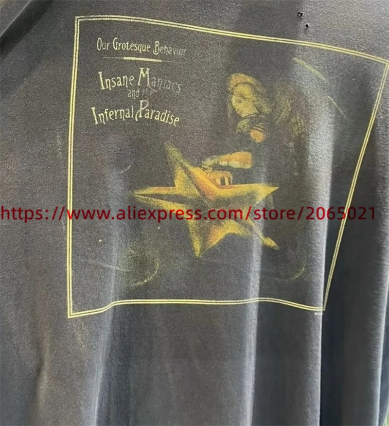 fw TShirt Men Women High Quality Washed Blue Tee Tops Vintage T Shirt 250226