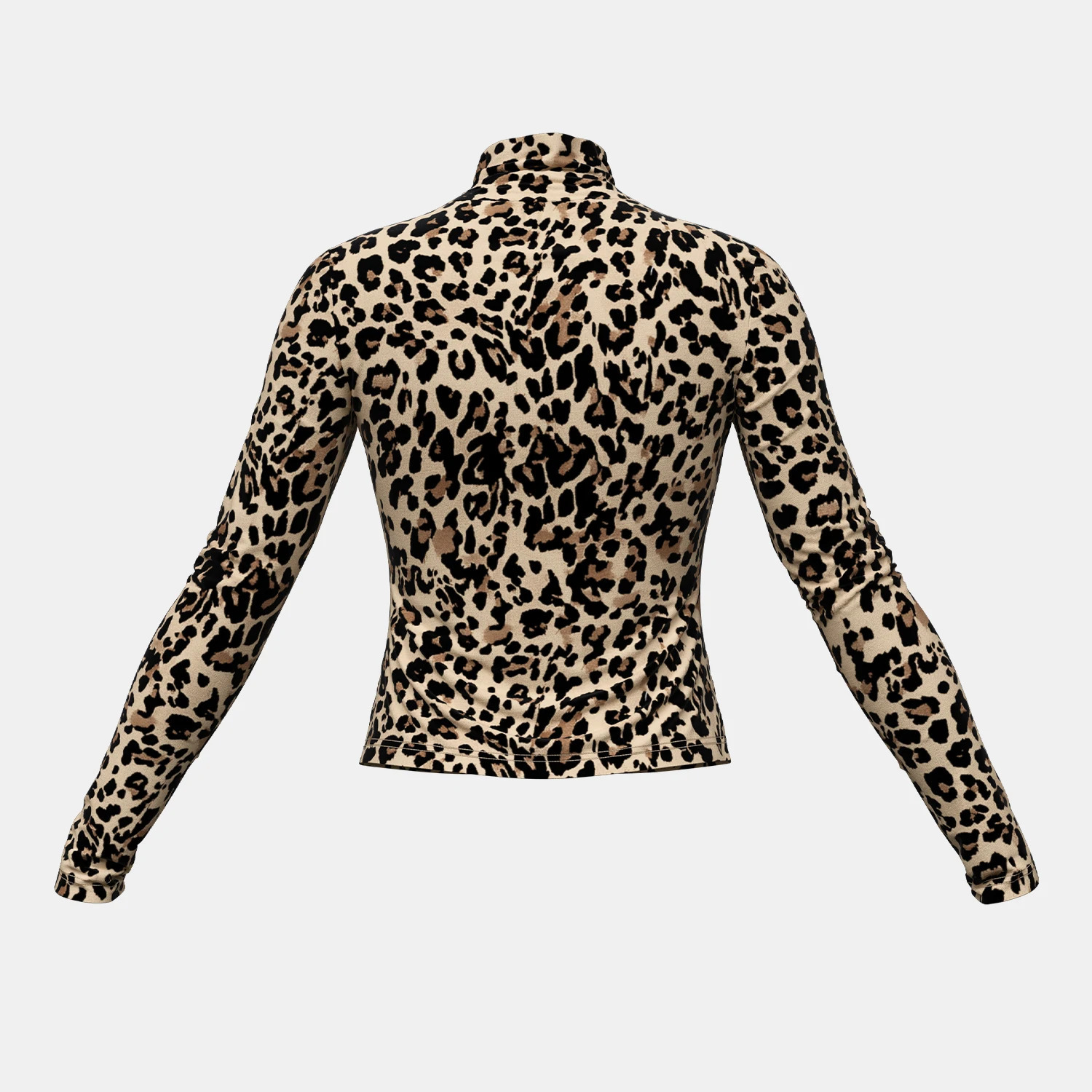 Mia Muse WomenS T-Shirts Autumn Fitting Slim Floral Leopard Long Sleeve High-Neck Regular Trendy Chic T-Shirts 250227