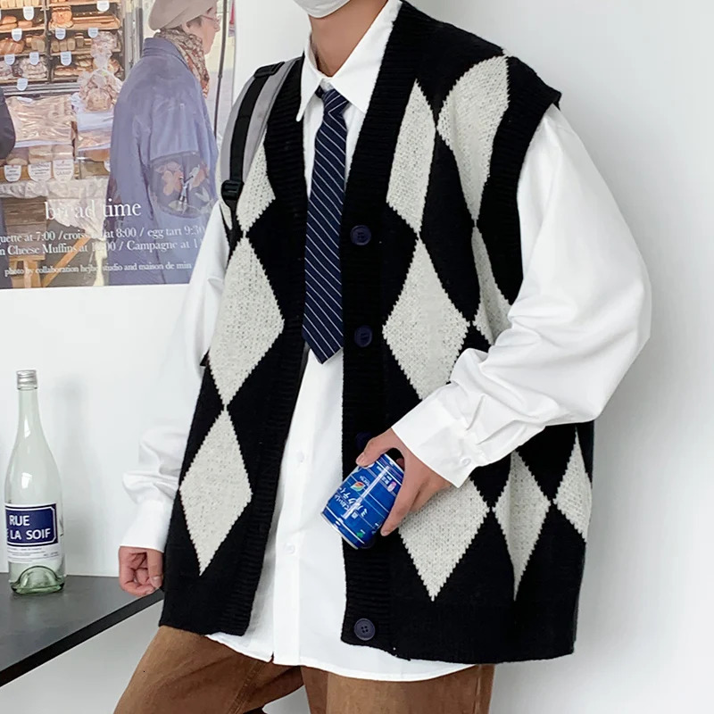 Windproof Open Front Button V Neck Vest Waistcoat Men Warm Soft Coat Autumn Winter Top Sleeveless Basic Casual Knit Cardigan 250225