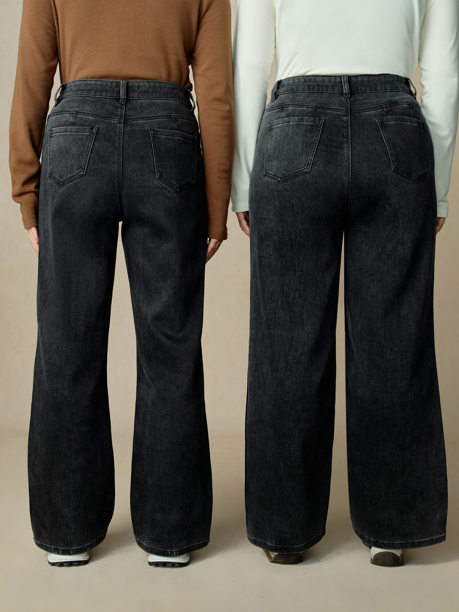 DUSHU Womens Winter Thick Jeans Pear shaped Apple Denim Black Straight Pants 24DX8450424DX8421424DX8450524DX84496 250226