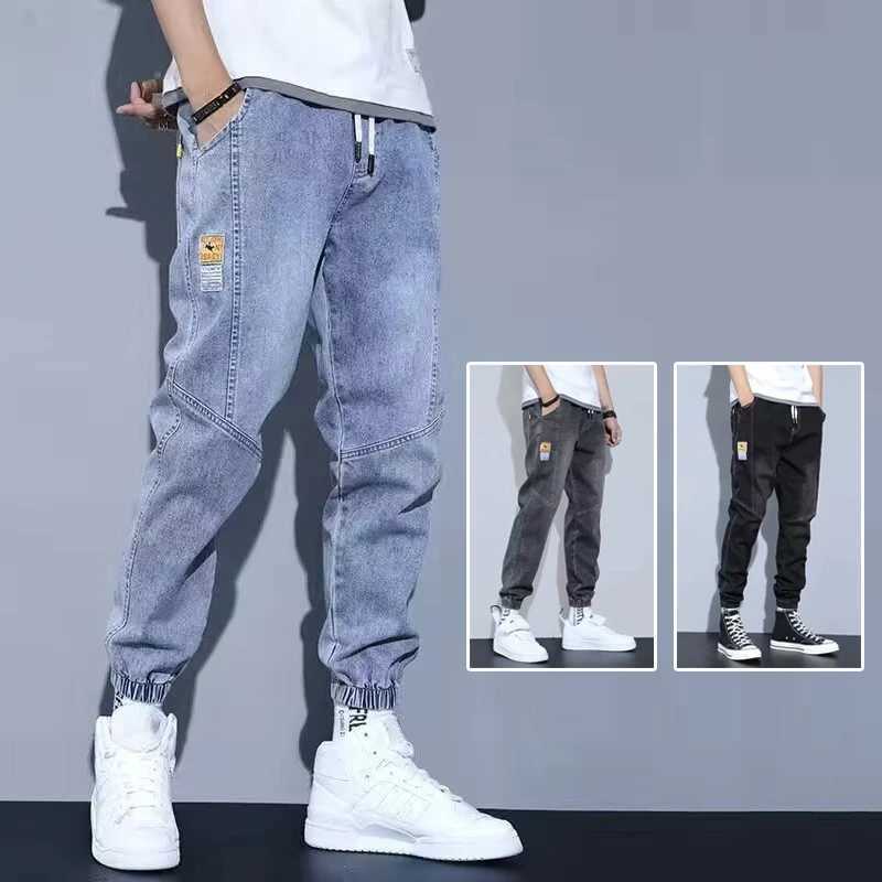 Mens Jeans Elastic Tie Up Harem Denim Pants Male Bound Feet Designer Cargo Joggers Denim Trousers Daily Narrow Leg Casual Jeans X250227