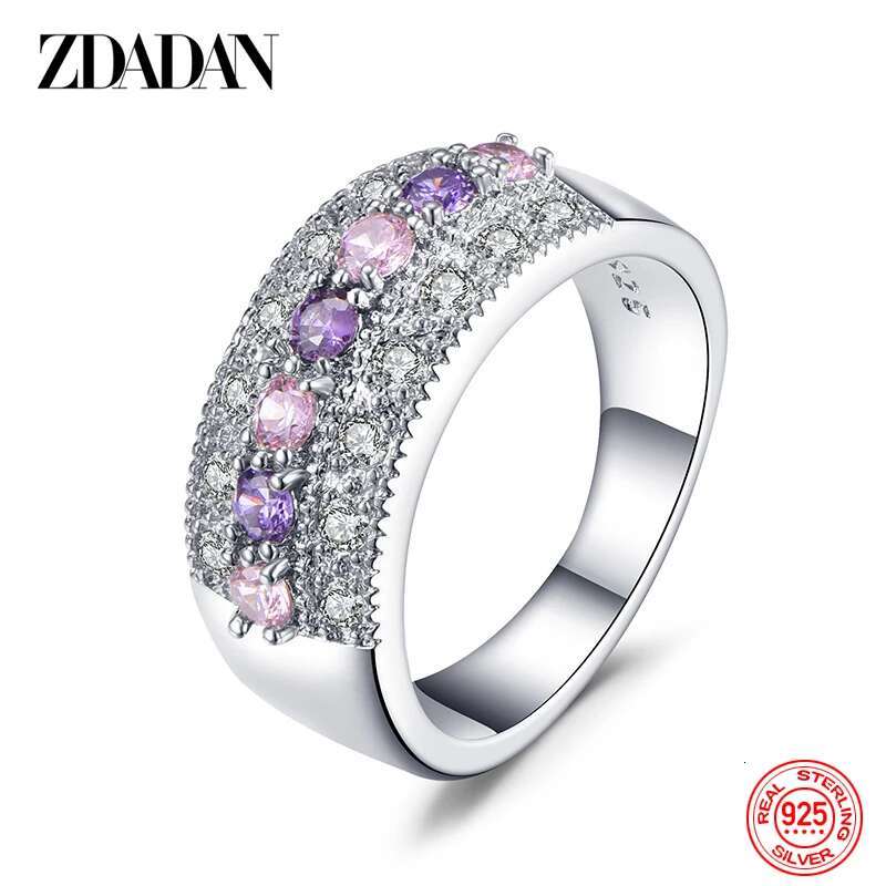 ZDADAN Sterg Sier Zircon Rings For Women Fashion Wedding Jewelry