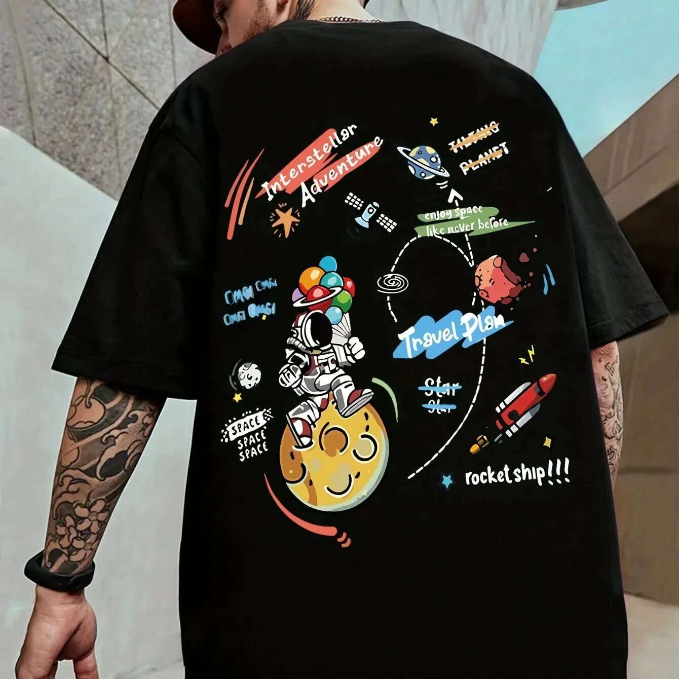 Summer New Astronaut 3D Printed Designer T-shirt, Loose And Versatile, Fashionable Plus Size Short Sleeved Casual Street Hip-hop Men's Clothing