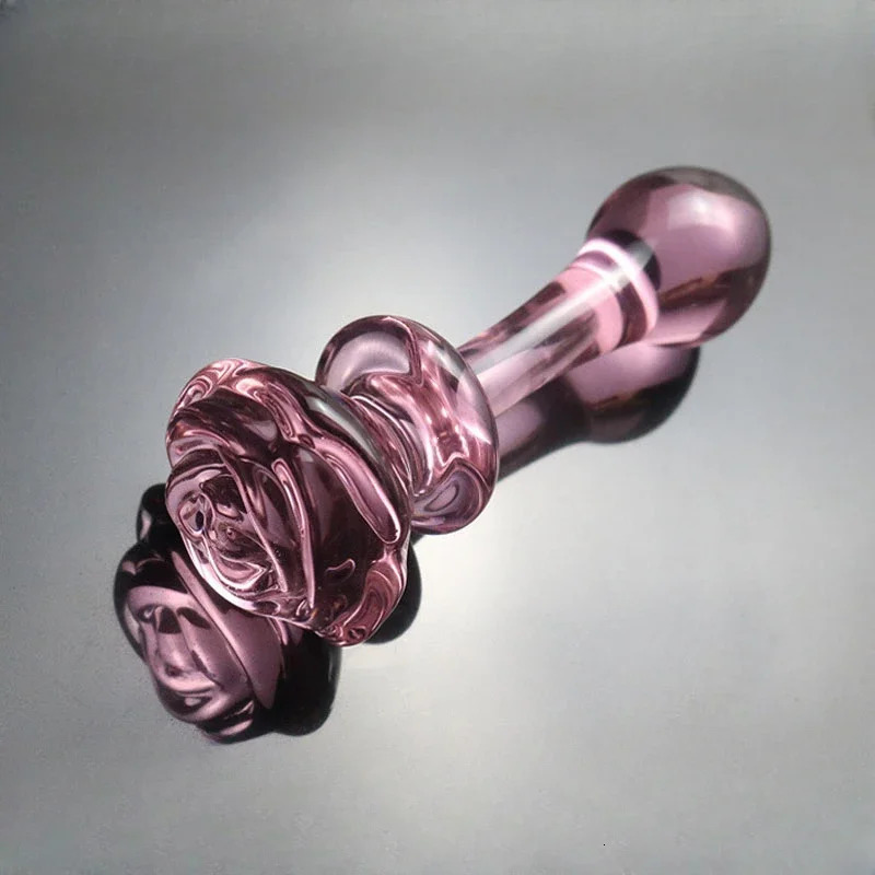Rose Glass Bullet Butt Plug Transparent Pink Stimulating Anal Masturbation Beads Penetration Anal Plug Adult Sex Toy 250227
