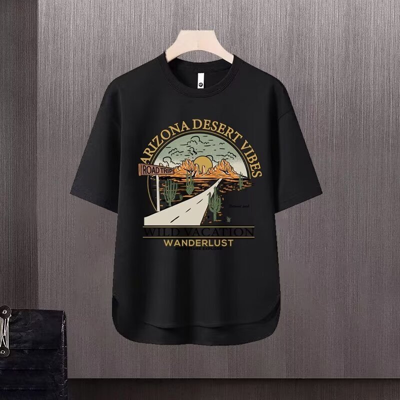 2025 new short sleeved T-shirt men's ins trendy brand hip-hop style round neck base shirt top summer