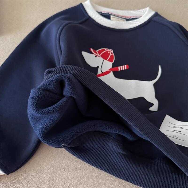 Clothing Sets Instant Hair Childrens Velvet Set 2025 Winter Boys Sportswear Baby Cute Dog Two Piece Set TrendyY250227NO36