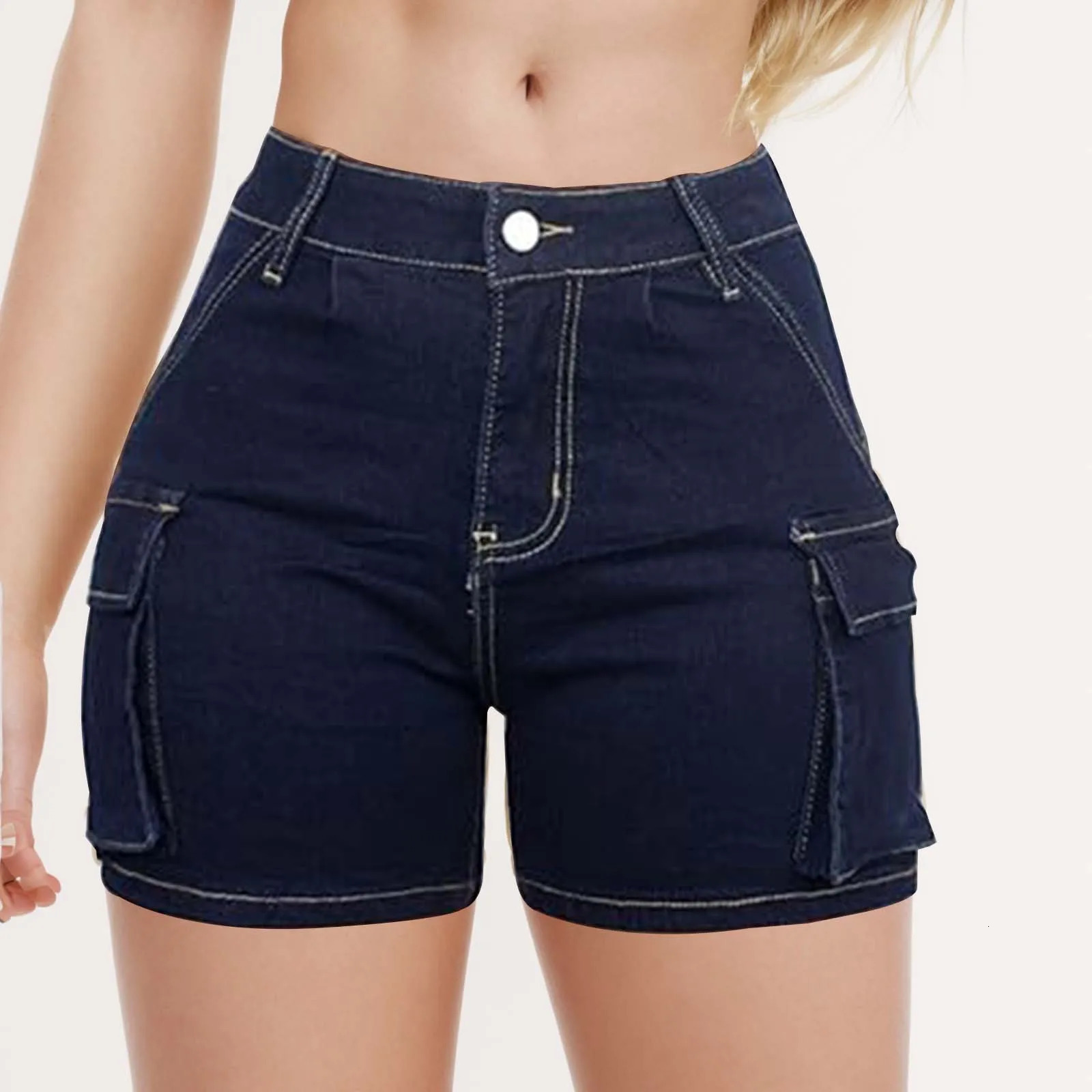 Womens Denim Shorts Summer Lady Clothing High Waist Denim Shorts Womens Fringe Frayed Ripped Jeans Shorts With Pockets 250225