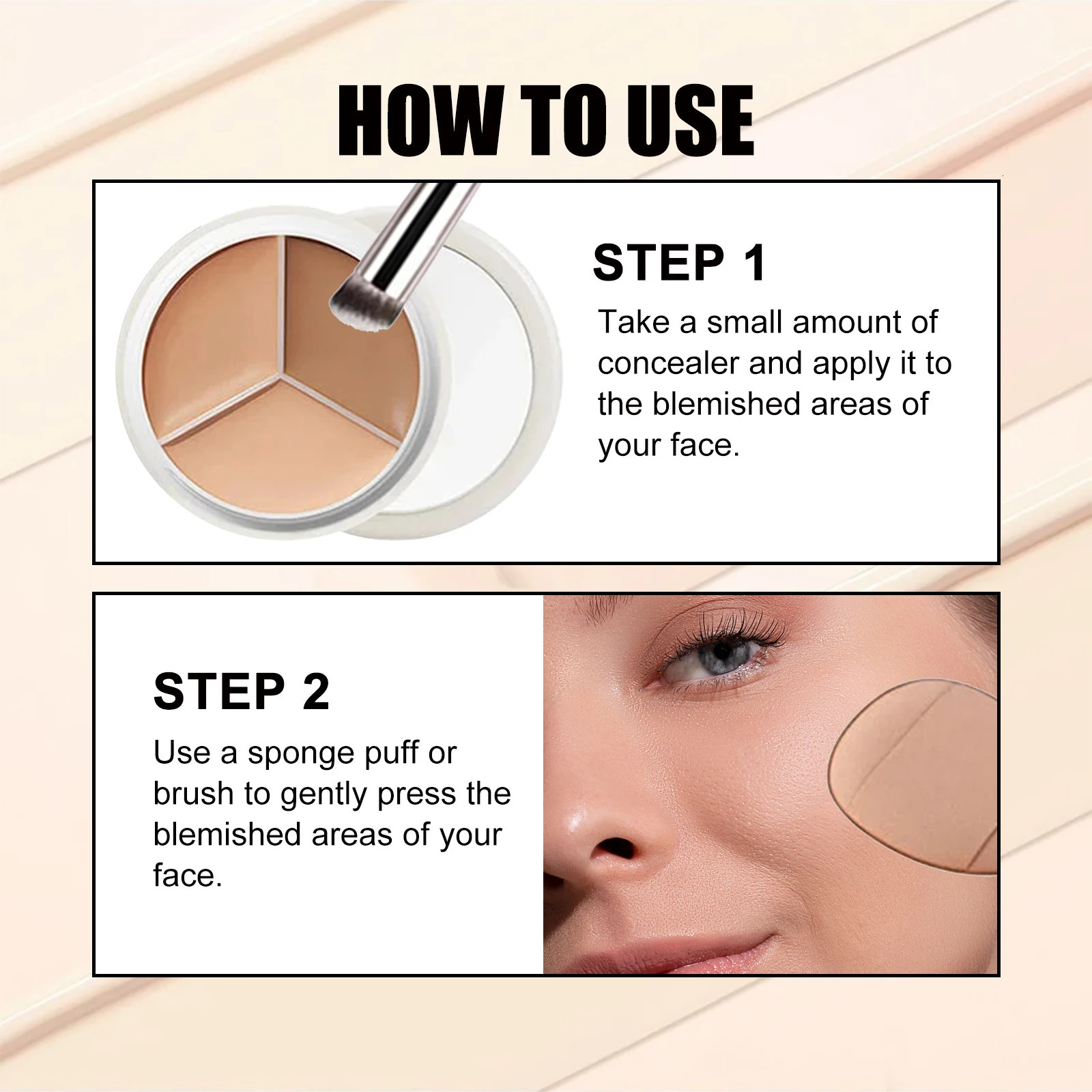 EELHOE 3 Color Concealer Full Coverage Concealer to Conceal Redness Dark Circles Natural Color Cover Brightens Skin 250222