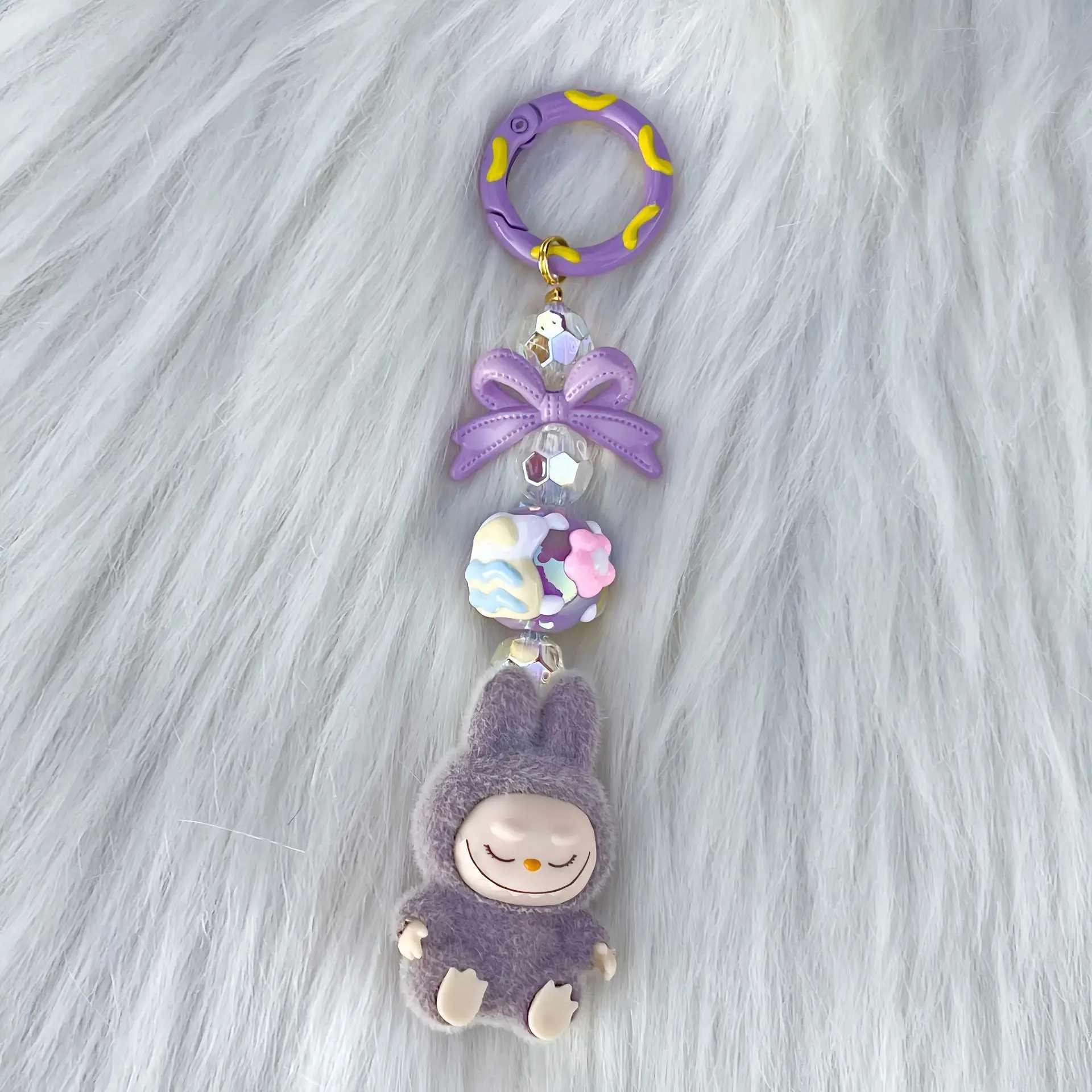 New Labubu Keychain Creative Three-dimensional Doll Students Schoolbag Pendant Car Key Chain Women and Men Gifts Z250227