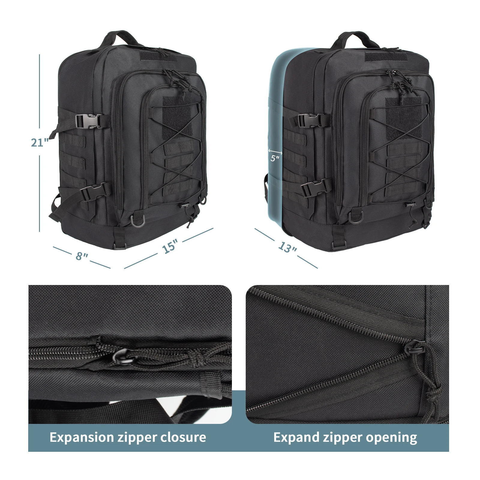 Ship from US Expandable 6440L Tactical Backpack Extra Large Capacity Rucksack Army Military For Men Women 3 Day Assault Pack Molle Bag 250227FBB