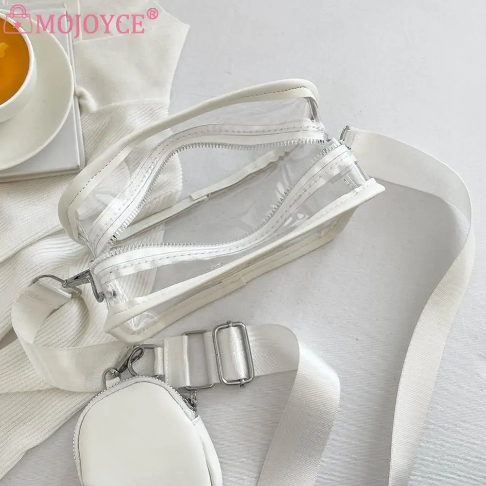 Transparent PVC Female Tote Bag Fashion Love Small Clear Phone Bag Casual Waterproof Adjustable Strap Simple for Adult Teenagers 250221