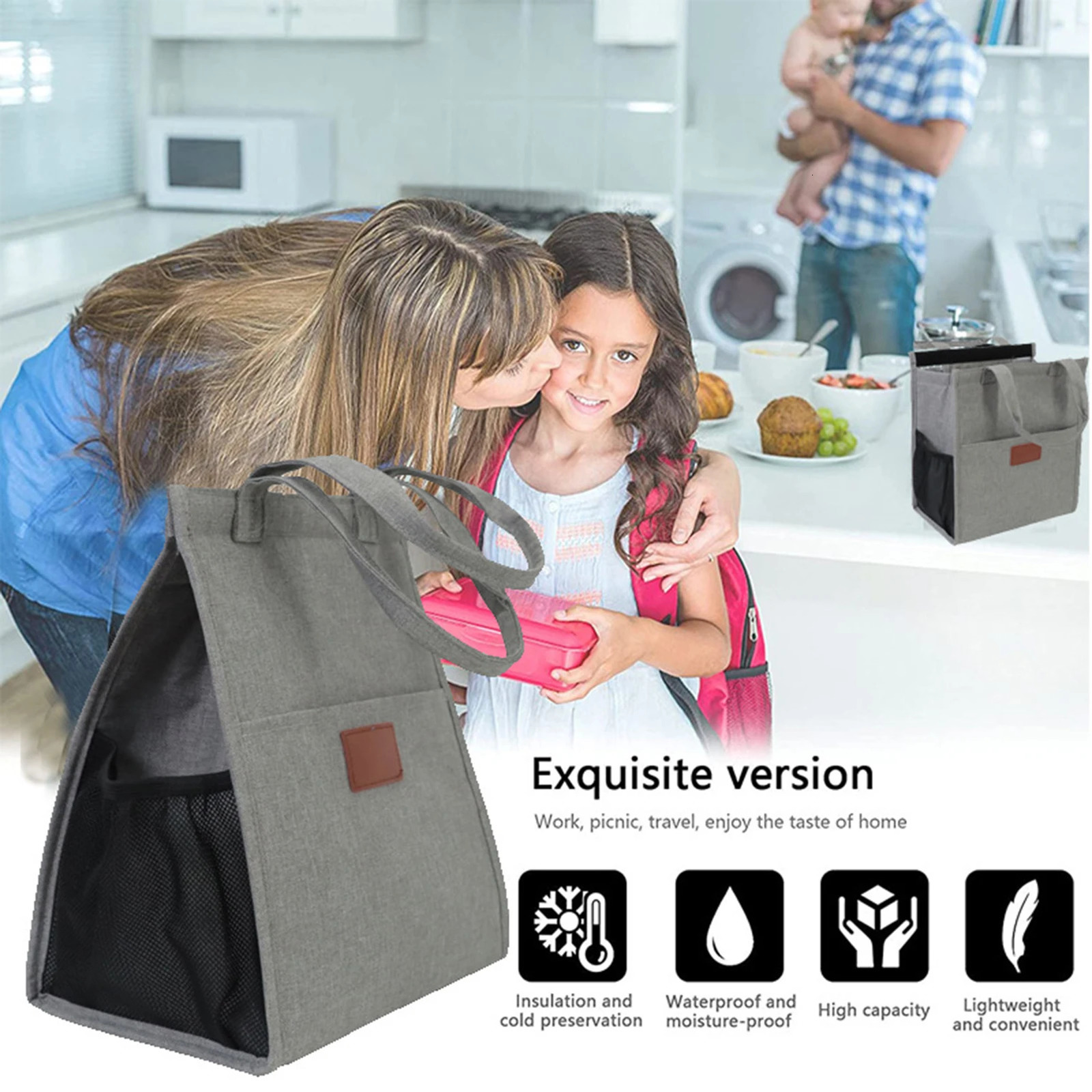 Ship from US Large Lunch Bag Insulated Bags High Heat Resistance Food Delivery Long Holding Time Waterproof Oxford 250227FBB