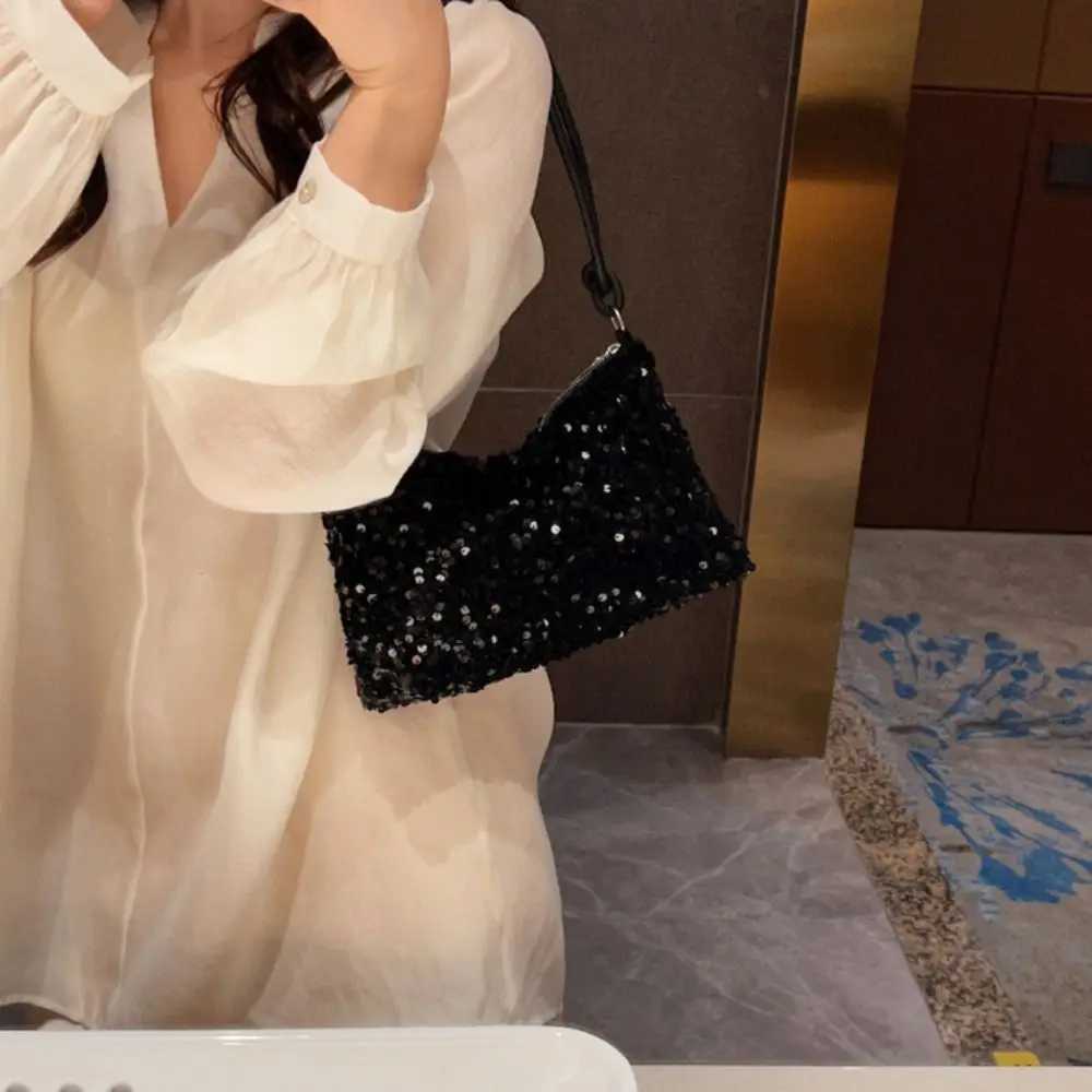 New Arrival Fashion solid color sequin cross body bag Korean style phone bag sequin shoulder bag handbag T250227
