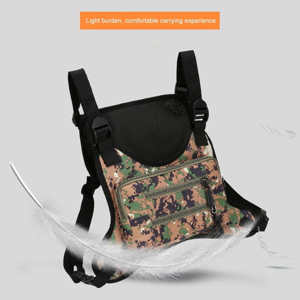 Ship from US Fashion Chest Bag Waist HipHop Street Large Capacity Sports Pouch Multifunction Front Pack Outdoor Running Vest 250227FBB