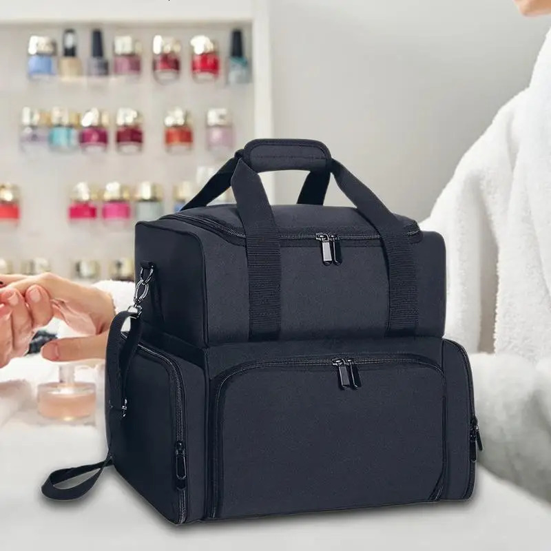 Ship from US Nail Polish Organizer Bag Cosmetics Kit Travel Carrying Case Womens Lamp Holds 70 Bottles With Holder 250227FBB