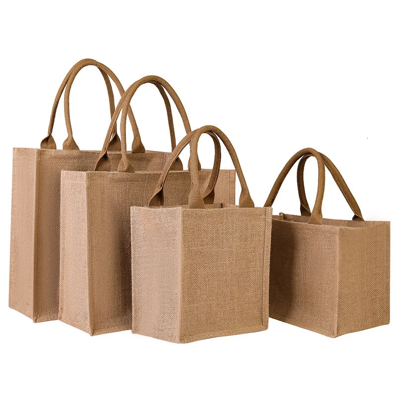 Ship from US Womens largecapacity zipper jute bag fashionable versatile handheld shopping mens outing travel hand carry Tote 250227FBB
