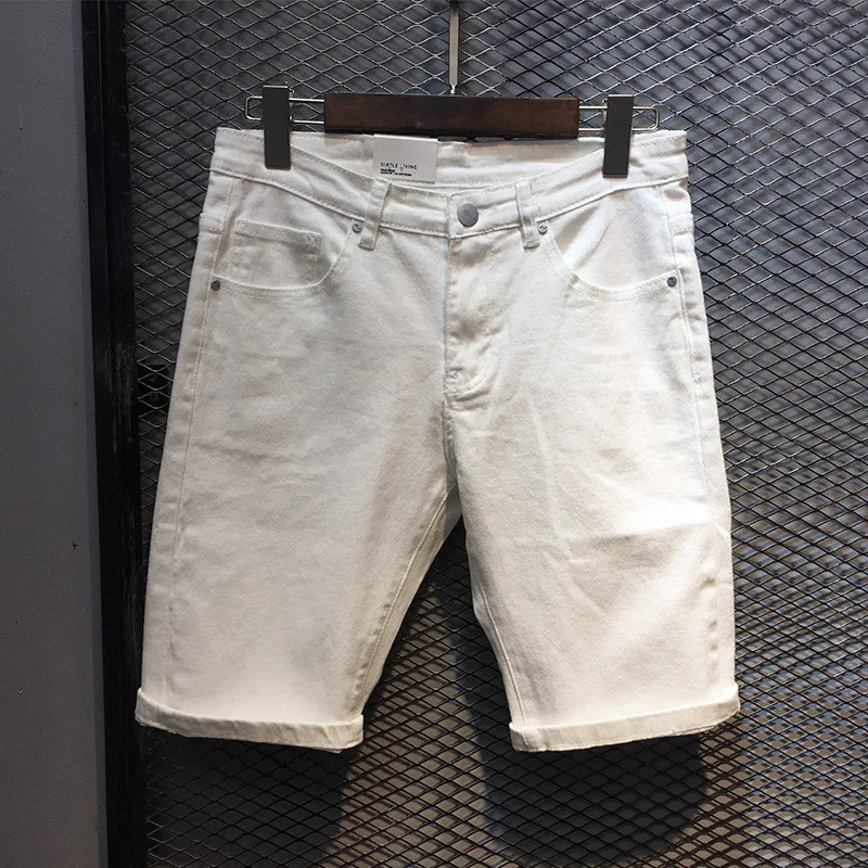 Summer Fashion Denim Shorts Mens Slim Straight American Street Trend Casual AllMatch Cropped Pants 250226
