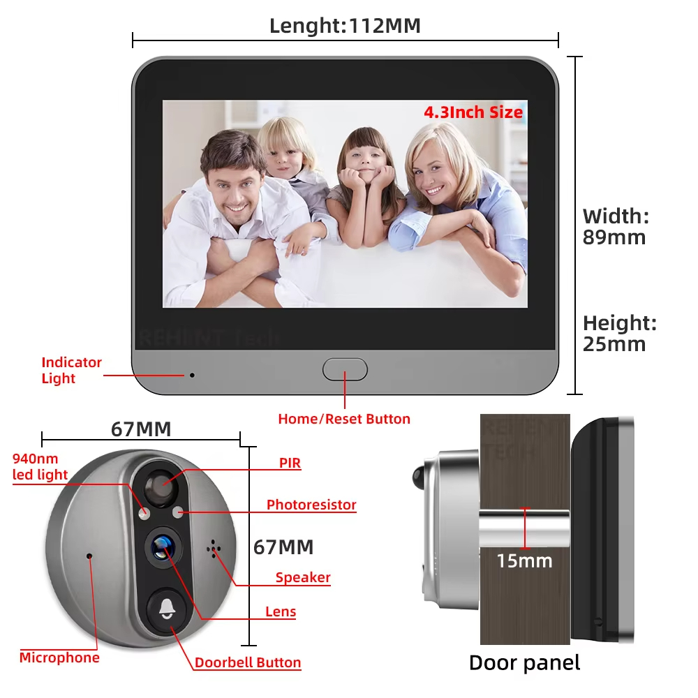 3MP WiFi Smart Peephole 5000mAh Doorbell Door Eye Camera Infrared Video Intercom Door Cameras Home Security