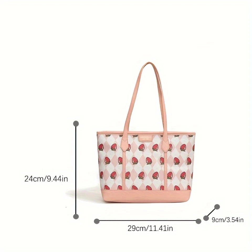 Ship from US Fruit Pattern Print Tote Bag for Women Stylish Handbag School Work Travel Shopping 250227FBB