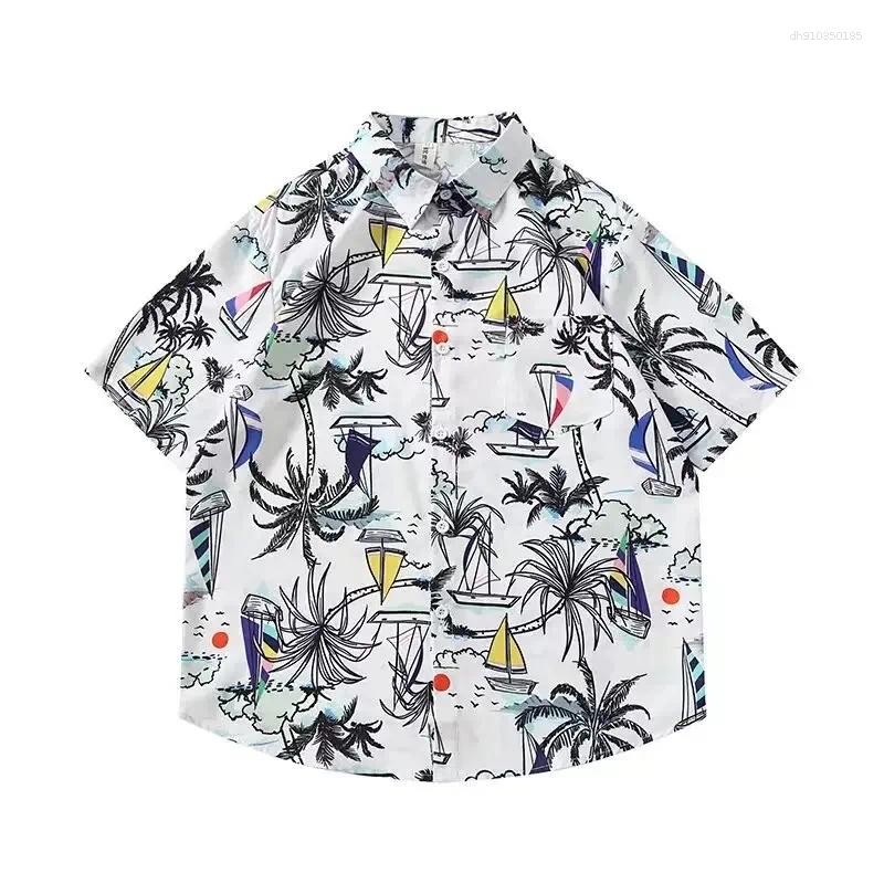 Men's Casual Shirts 8XL Fashion Loose Hawaii Print Men Traveling Top Summer Short Beach Clothing Plus Size 7XL 4XL 5XL 6XL