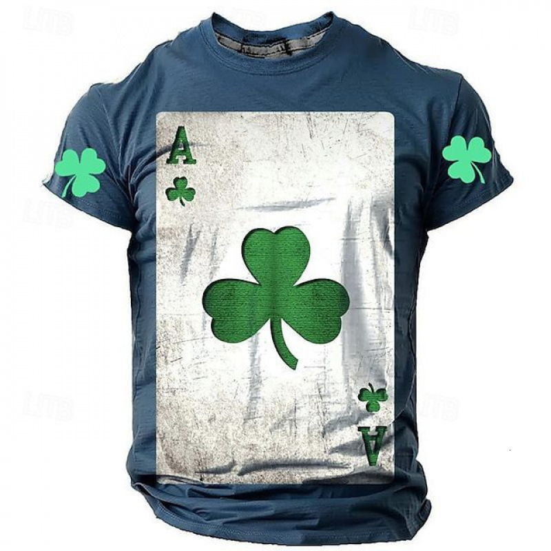 Designer 2025 Spring Round Neck Short Sleeve 3D Poker Digital Printed Loose Men's Casual T-shirt