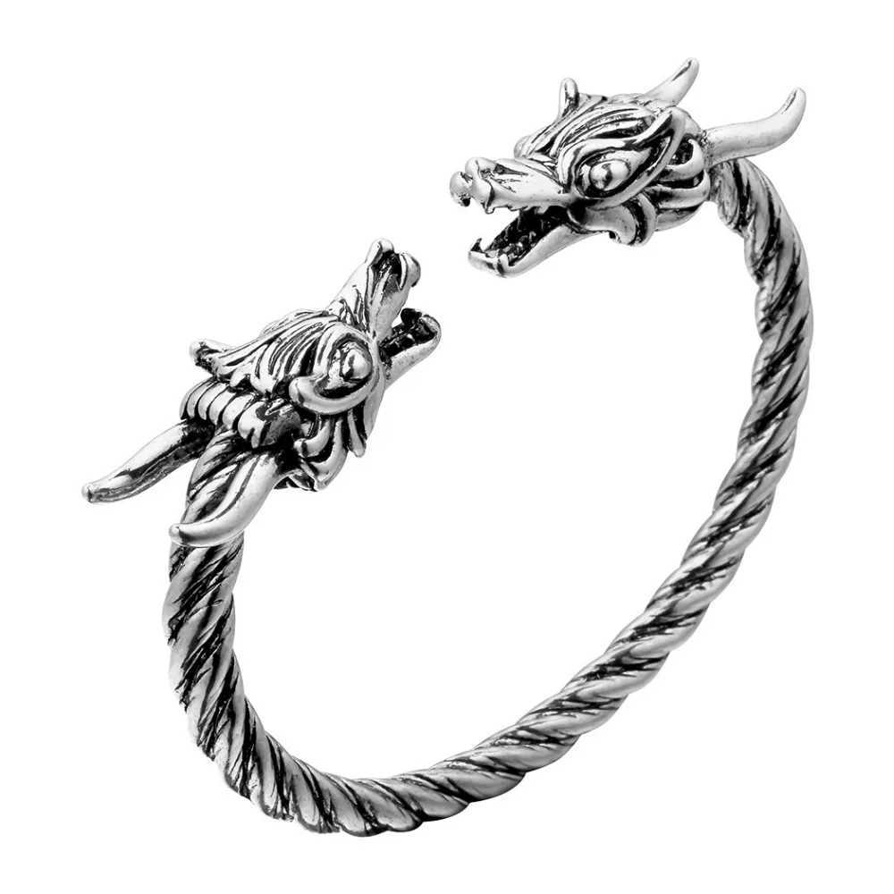 Retro Cuff Wolf Raven Dragon Snake Head Viking Bracelet Men Vikingos Jewelry Bracelet Viking Bangles Women Accories W250227