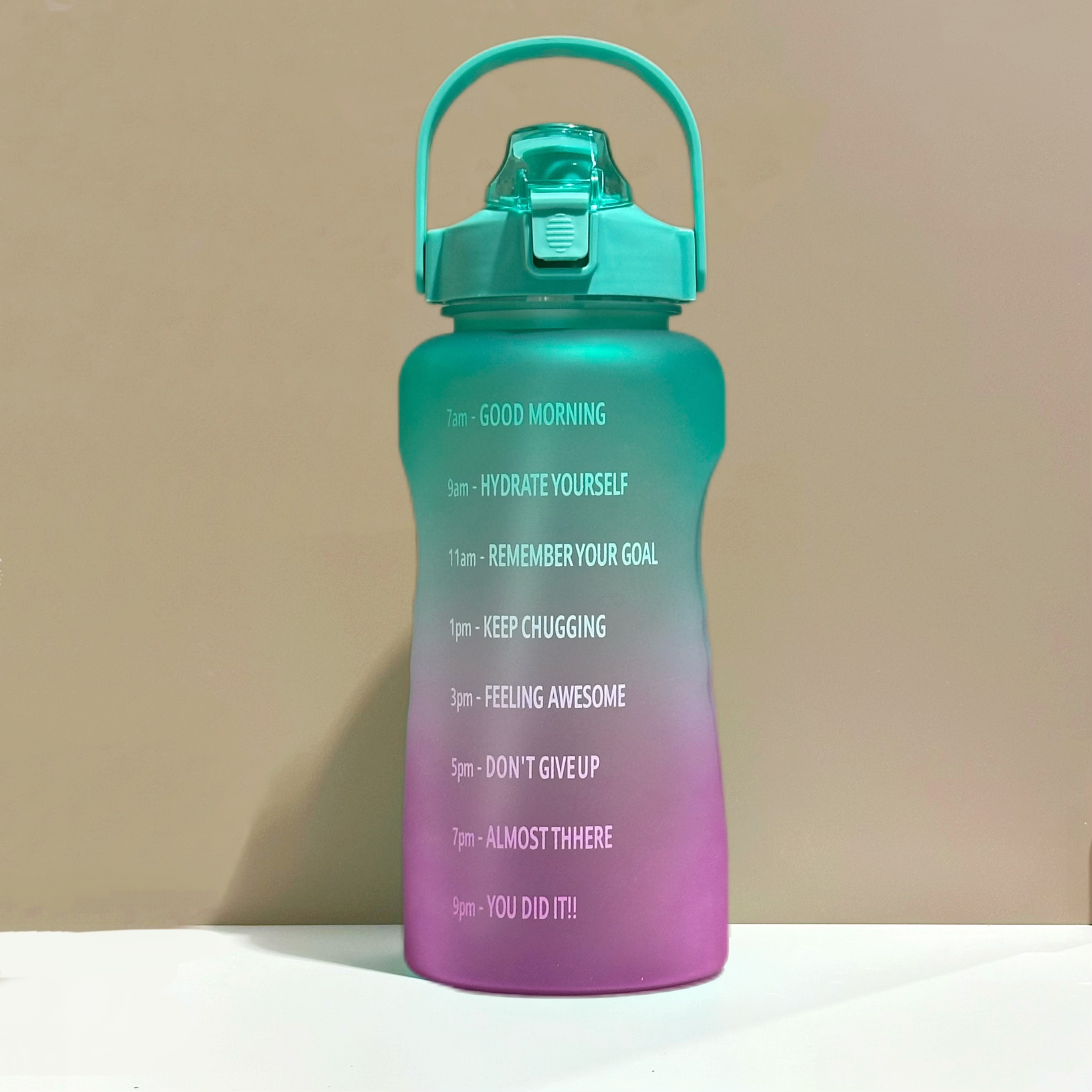 Super large capacity sports outdoor water cup fitness portable carry handle simple plastic high temperature water bottle