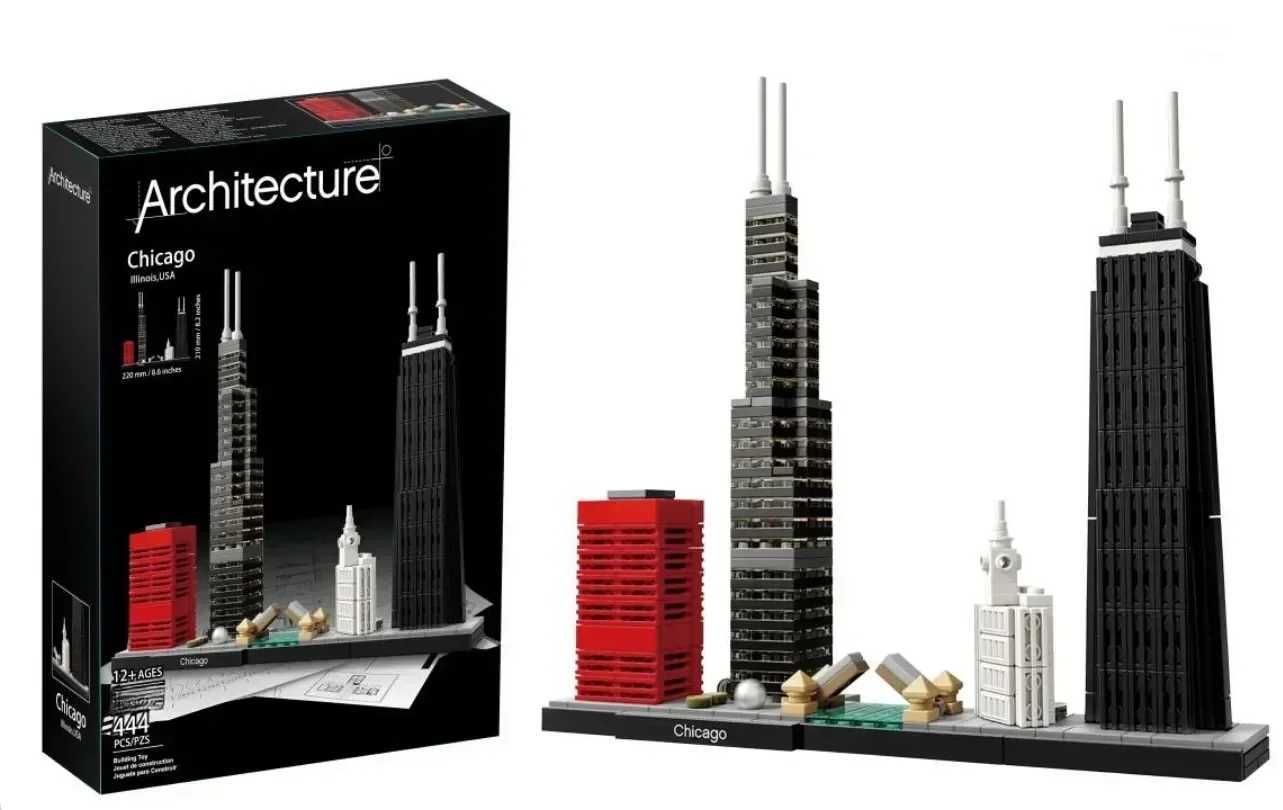 2024 New Architecture Skyline Collection 21033 Chicago 21043 San Francisco 21027 Classic Model Kit DIY Kids Toys Gift Y250227