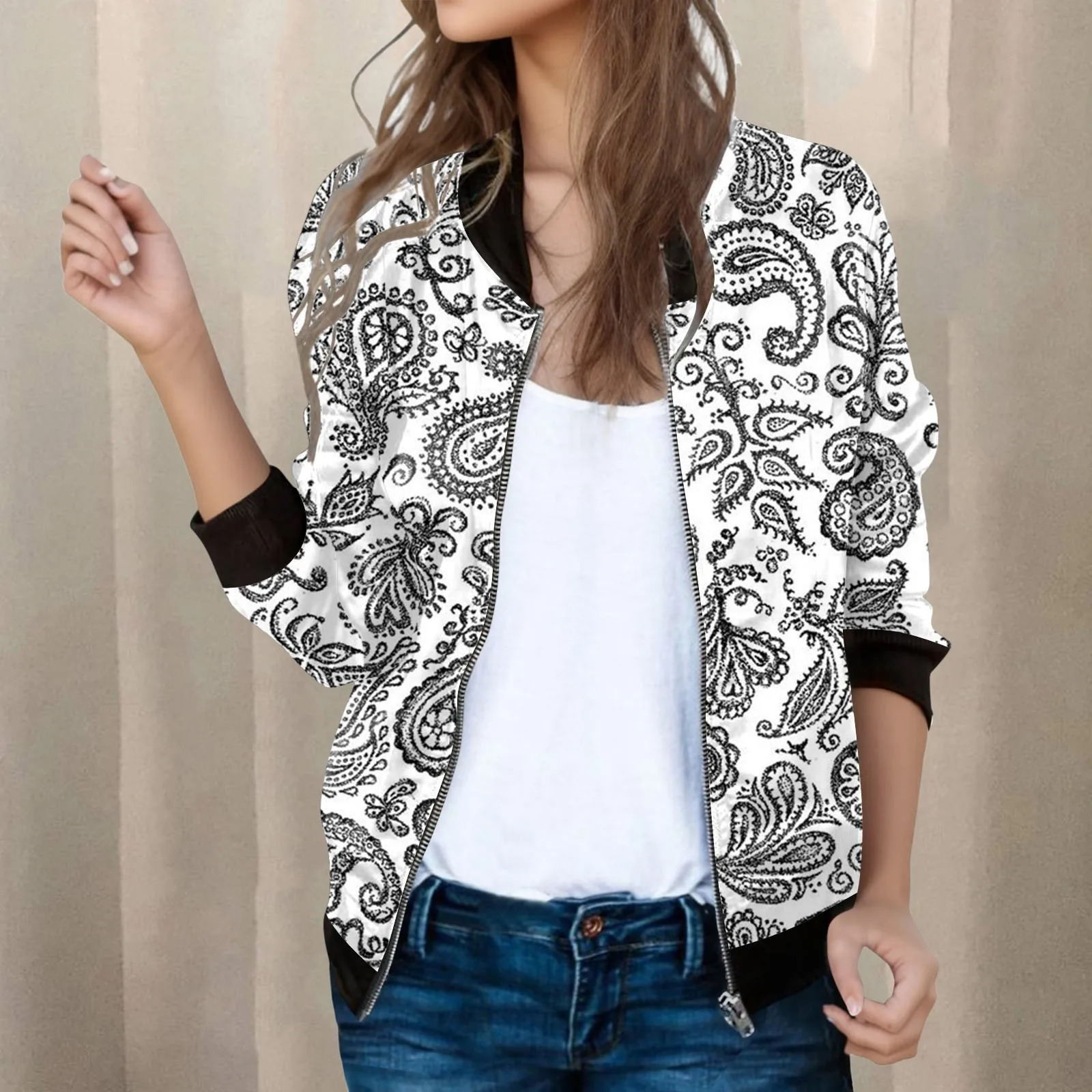 Womens autumn jacket fashion zipper stand up collar Harajuku streetwear bomber Coats Chaquetas Para Mujeres 250227