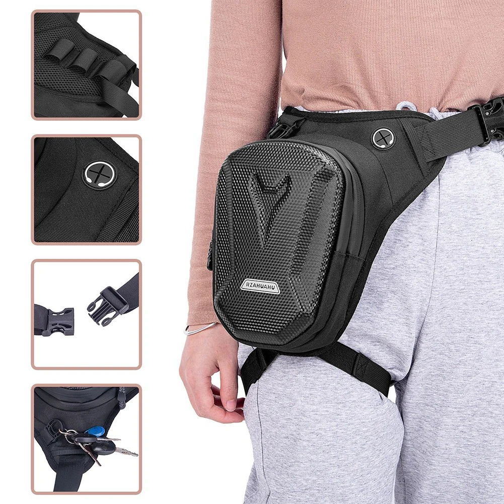 Ship from US Motorcycle Side Bag Lateral Saddlebags Riding Leg Hard Shell RZAHUAHU Phone Waist Pack 250227FBB