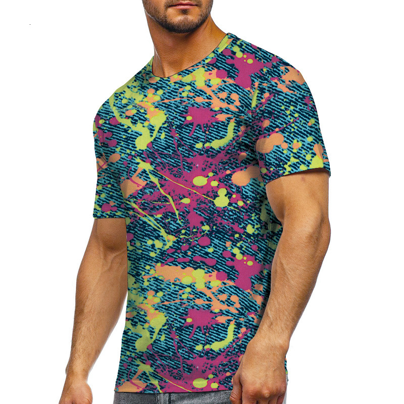Designer Fashion Trend Versatile Summer New 3D Printed 2025 Casual Short Sleeved T-shirt Men's Clothing