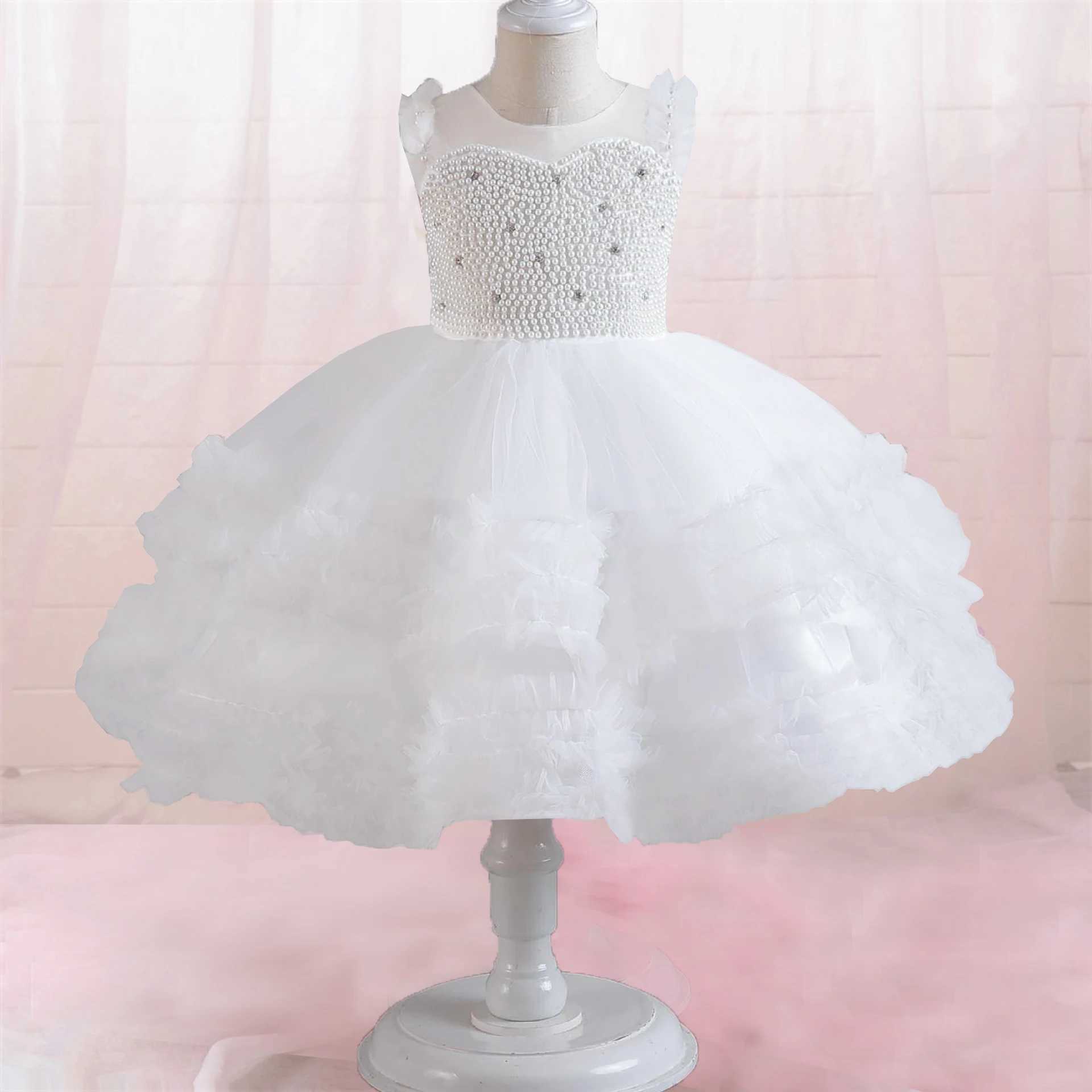 Girl's Dresses Shiny Toddler Little Girls Beaded Ruffled Wedding Flower Girl Birthday Party Pageant Dance Party Gown Y22020 Y2502273F8V