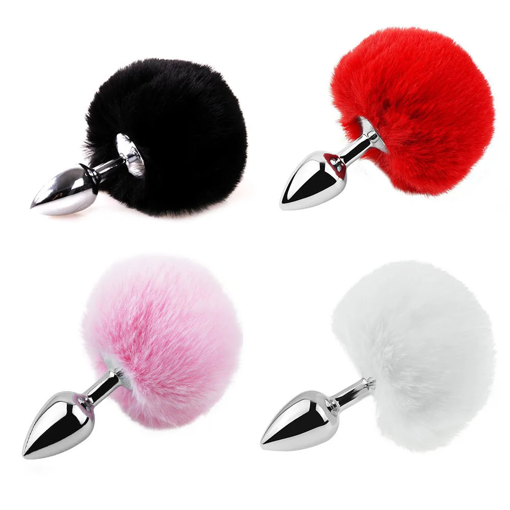 Rabbit Tail Steel Anal Plug Tickler Sex Toy bdsm Fetish Clitros Adult Bunny Butt Naughty Furry Slave Role-play Flirting Women 250227