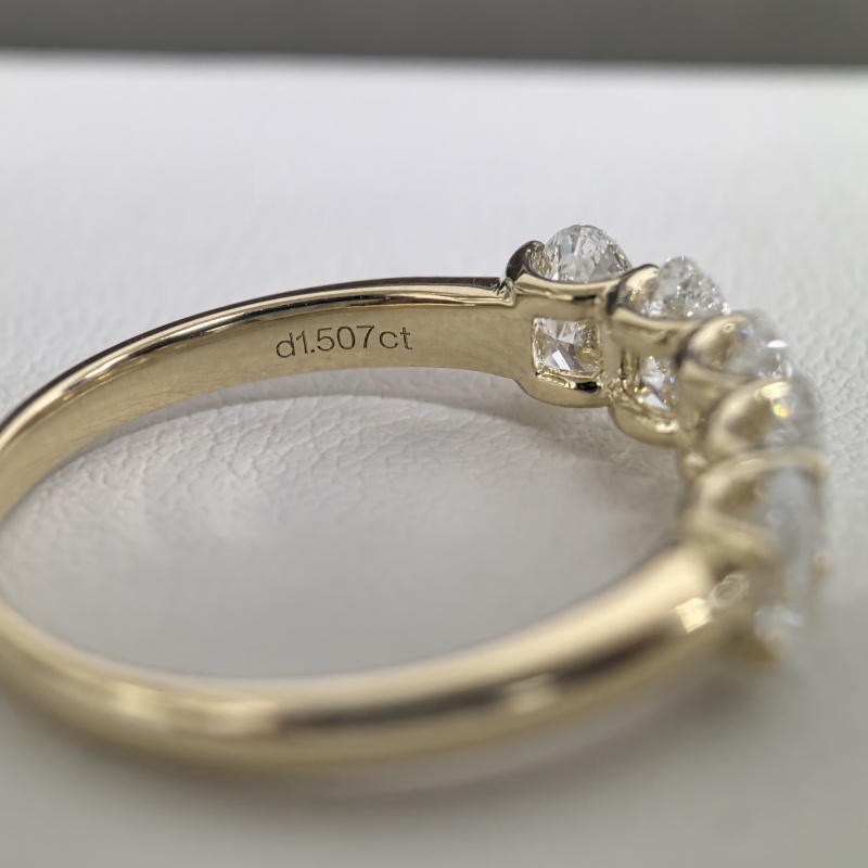 14K Yellow Solid Gold 5 Oval Cut Lab Grown Diamond Eternity Ring 5.3*3.8mm Oval CVD Diamond Fashion Womens Wedding Gold Ring
