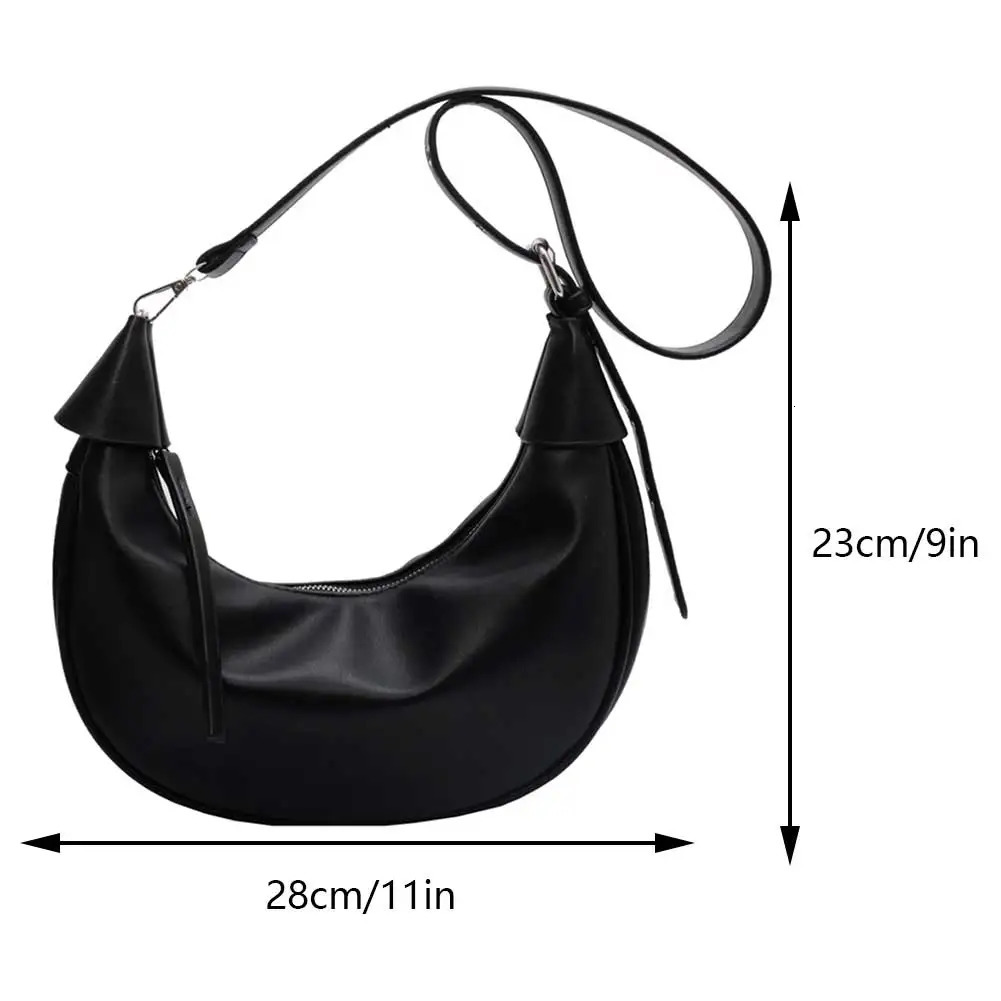 Ship from US Womens Fashion Shoulder Bag Adjustable Strap PU Leather Cross body Solid Color Half Moon n 250227FBB