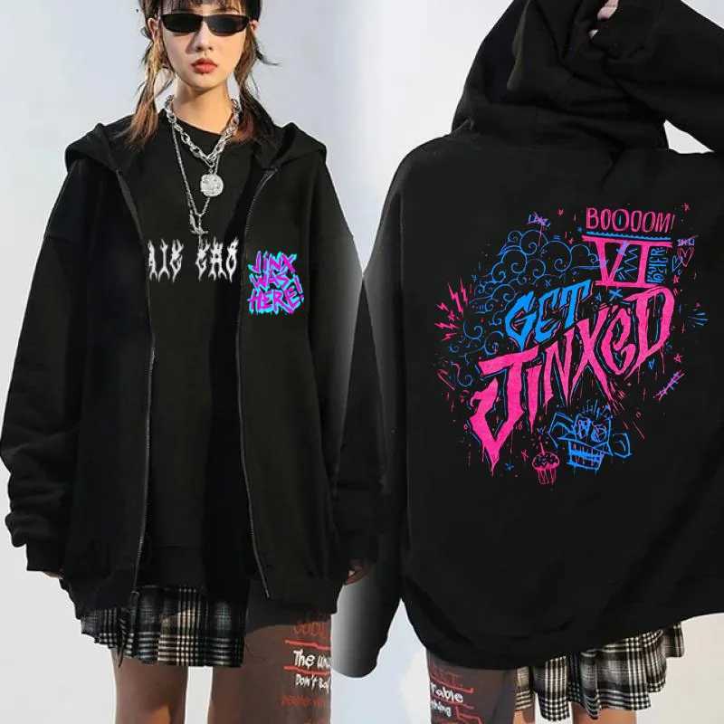 Arcane Jinx Zip-up Hoodie Men Monkey Graffiti Zipper Jacket Male Harajuku Anime Arcane Boom Oversized Hip Hop Sweatshirt Coat X250227