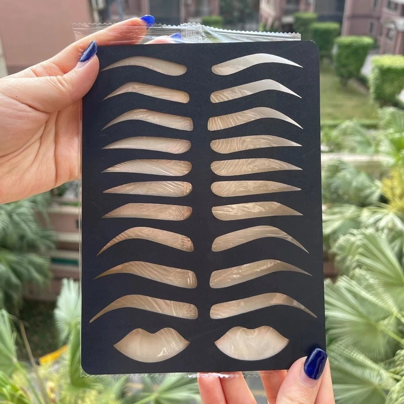 1Pcs Reusable Practice Stencil Brow Lips Template Eyebrow Lip Shape Permanent Makeup Tattoo Training Supplies 250224