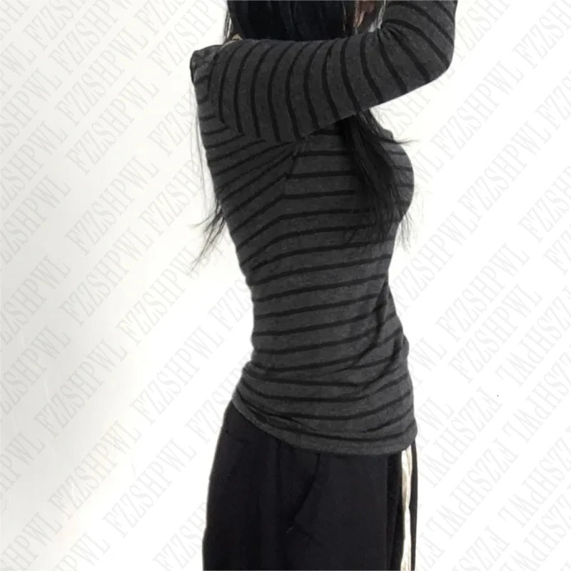 Harajuku Retro Aesthetic Y2K Emo Girls Long Sleeve Tops Goth Punk Rock Hip Hop Fashion TShirts Sexy Slim Chic Womens Streetwear 250226