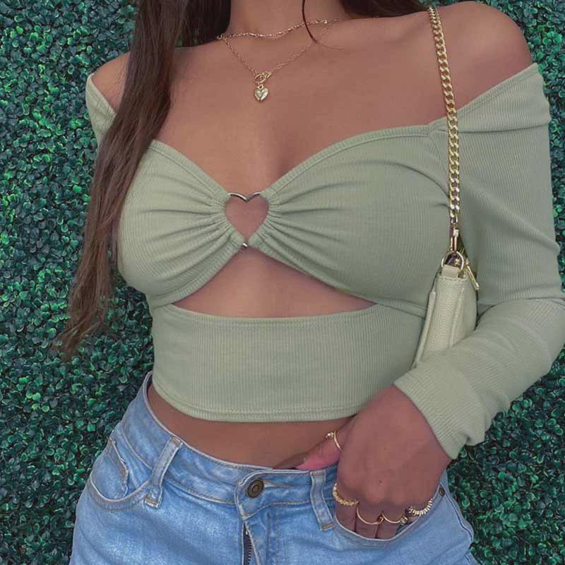Sexy hollowed out chest revealing T-shirt 2025 new short style with exposed navel versatile top for women