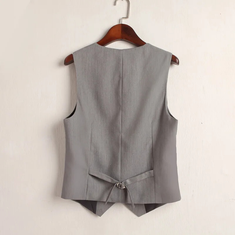 #0710 Summer VNeck Vest Women Thin Loose Waistcoat Single Breasted Sleeveless Blazer Female Slim Short Femme Buttons 250226