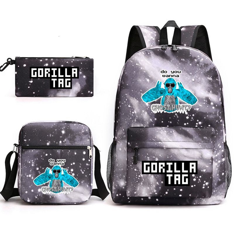 Gorilla Tag Monkey Cartoon Backpack 3-Piece Set for Students