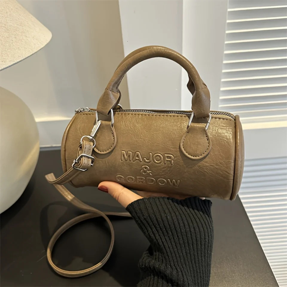 Ship from US Vintage Crossbody Boston Bag Retro Shoulder Cylinder Womens Fashion Handbag Purse Bogg bag xlarge Cosmetic pouch Travel 250227FBB