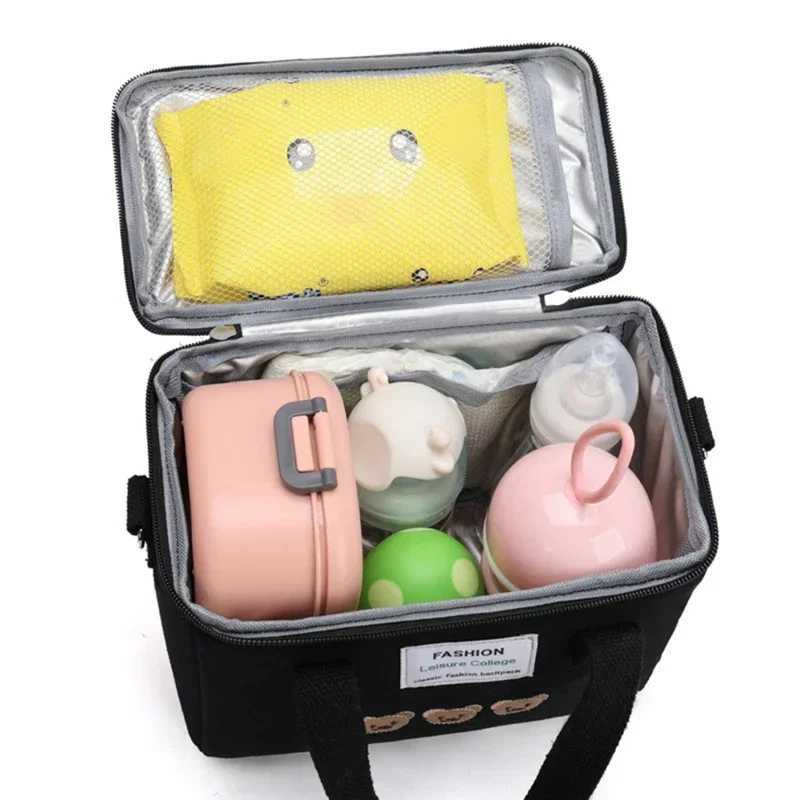 Diaper Bags Mother Baby Bag Diaper Bags Multifunctional Bear Embroidery Thermal Insulation Mommy Bag Waterproof Fashion Food Storage Bags Y250227DQ02