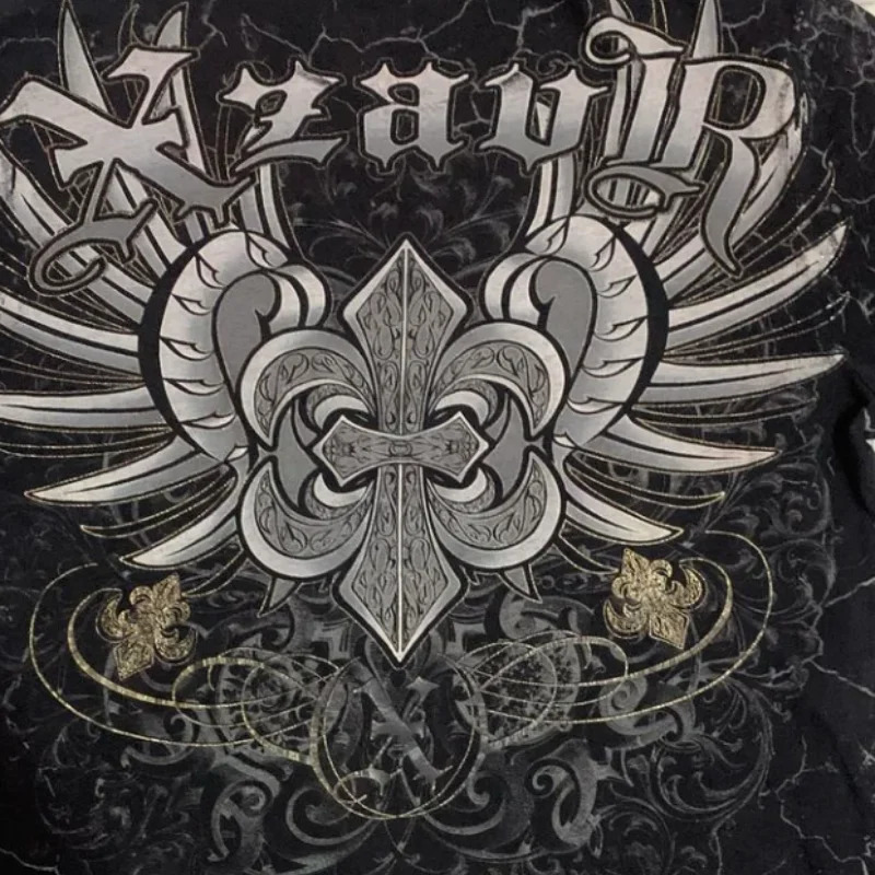 Harajuku Street Retro Tshirt Hip Hop Round Neck Mens and Womens Extra Large Short Sleeve Gothic Clothing 250226