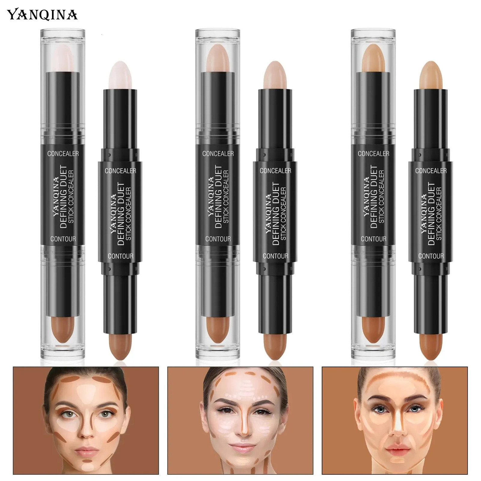 Contour Stick Duo DoubleEnded Highlight and Shadow Cream Waterproof Full Coverage Concealer Natural Finish Makeup for All Sk 250219