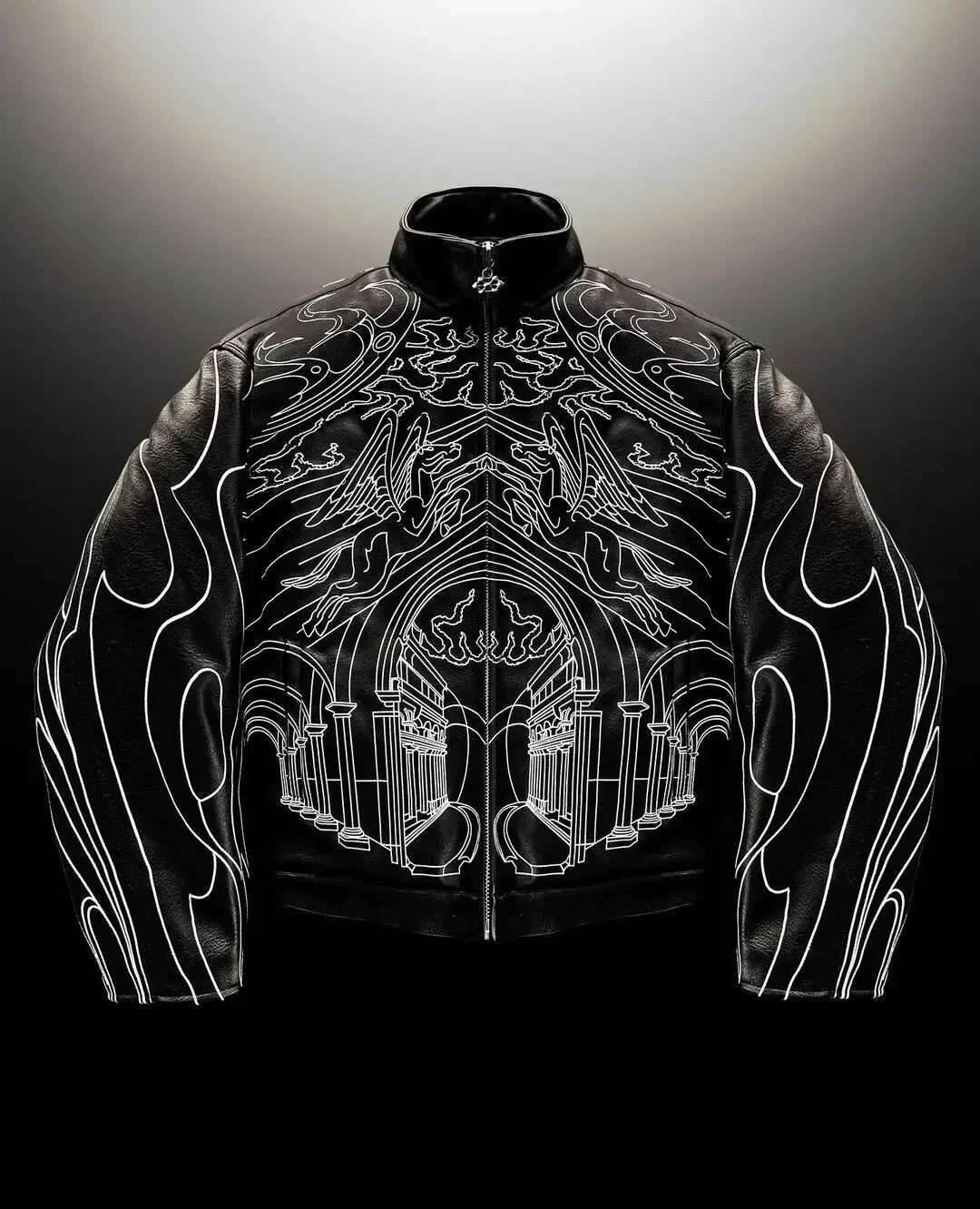 Hip Hop Rock Letter Print Pattern Retro Y2k Gothic Men Outdoor Sports Jacket Black Thick Haruku Personality Loose ZipperJacket