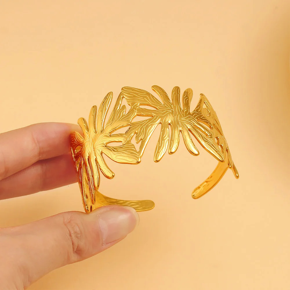 Vintage Wide Bangle Bracelet For Women Stainless Steel Gold Color Braided Opening Wrist Fashion Jewelry pulseras 250227