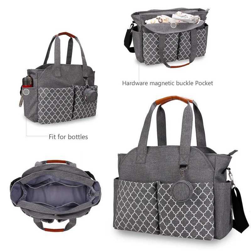 Diaper Bags New Handheld Single Shoulder Mommy Bag Printed Geometric Matching Nipple Bag for Mother and Baby Outdoor Mother Bag Y250227NT9P